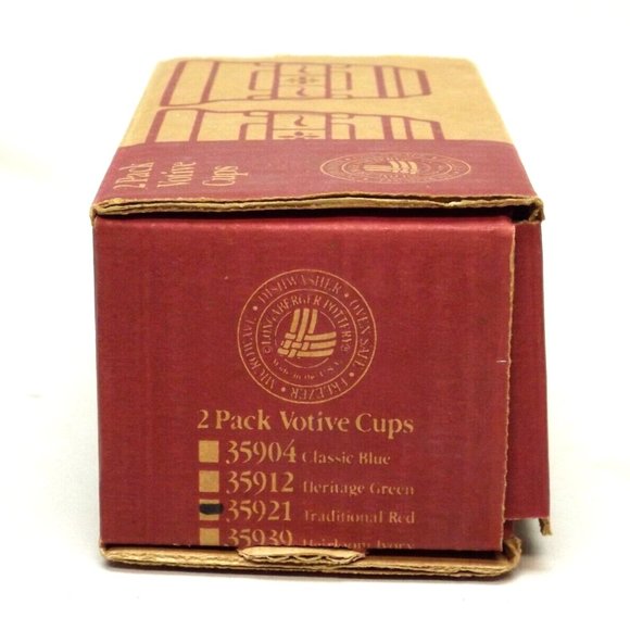 Longaberger Pottery Set of 2 Traditional Red Woven Traditions Votives New in Box - Picture 9 of 9